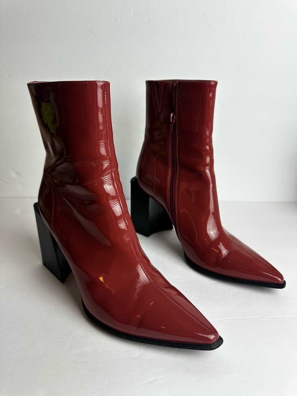 Jeffrey Campbell LA Siren Patent Leather Ankle Boots Women's Size 10 Shoes Zip